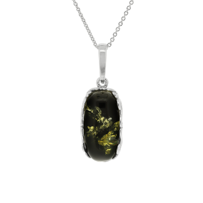 Classic Green Amber Lozenge Pendant