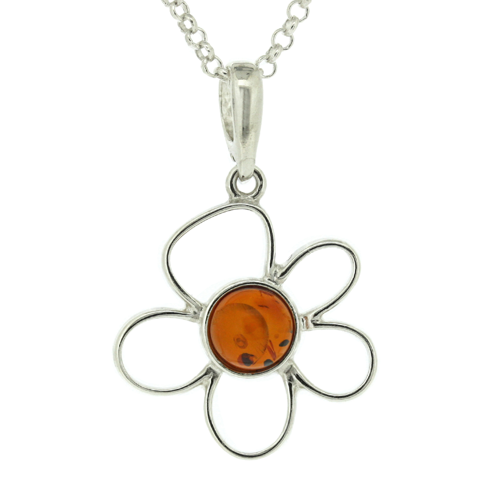 Classic Amber Daisy Pendant