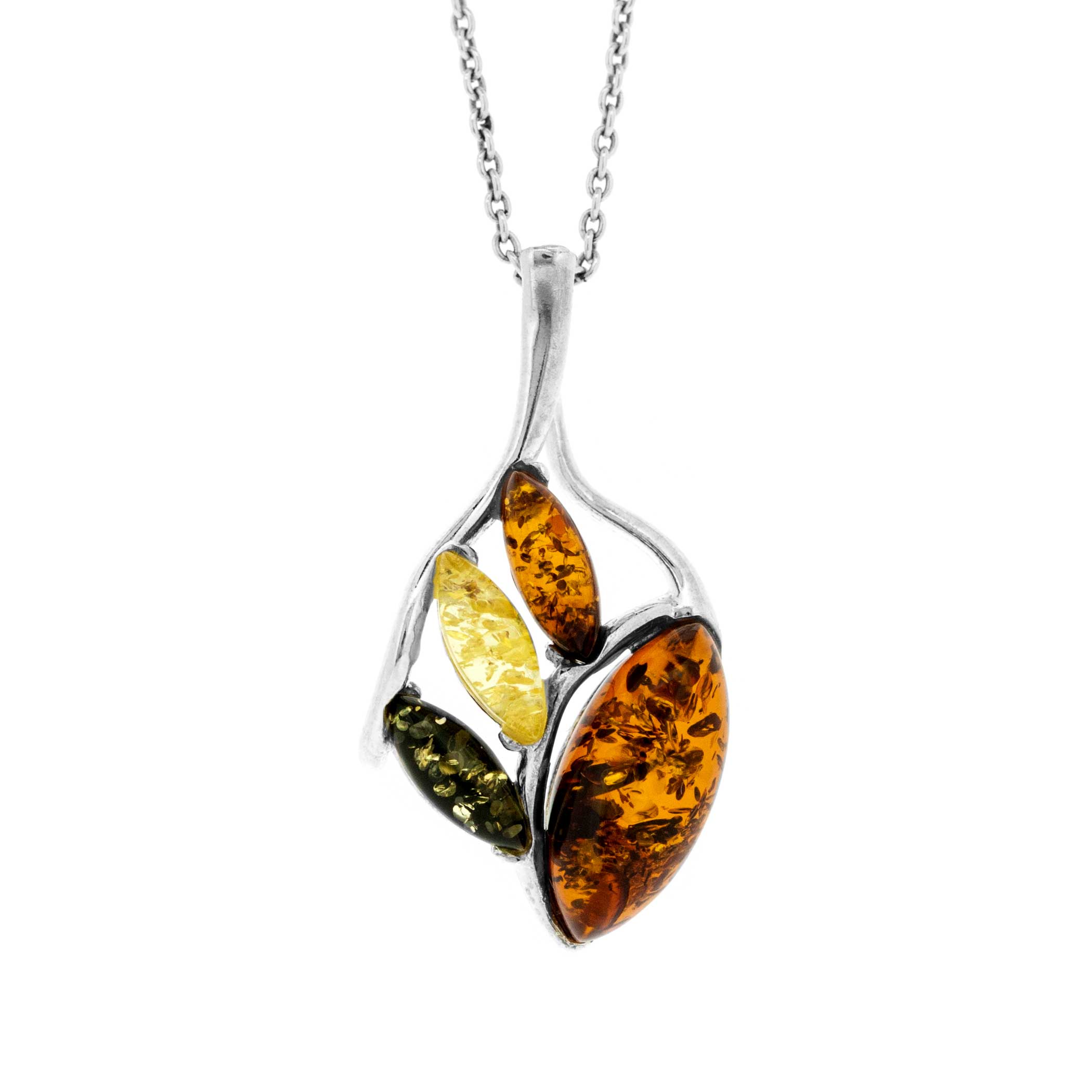 Classic Mixed Amber Leaf Pendant