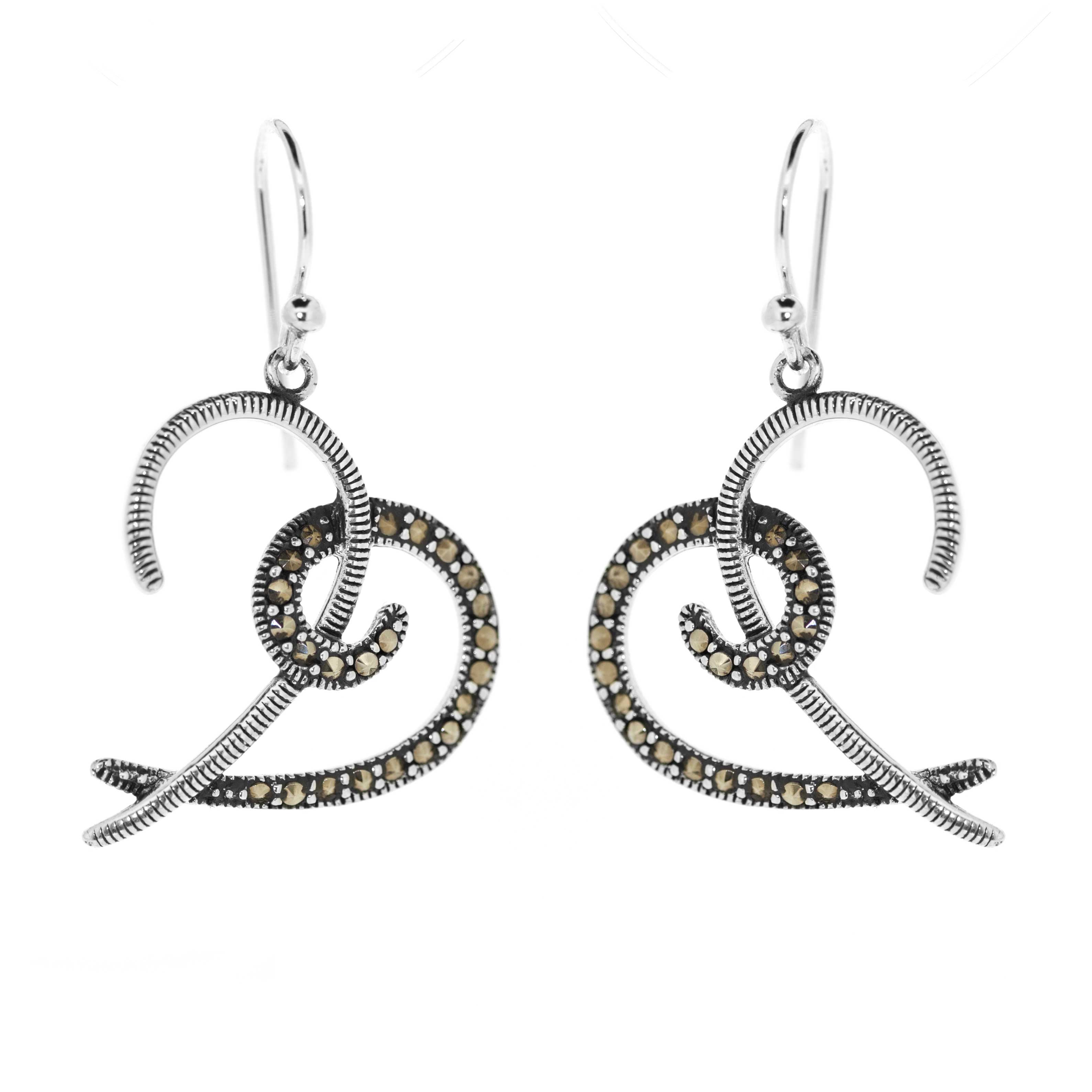 Nova Marcasite Fancy Heart Earrings