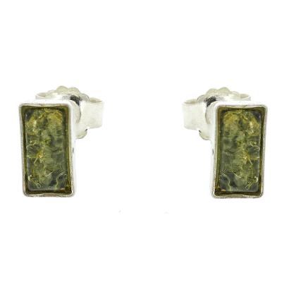 Classic Amber Thin Rectangle Studs