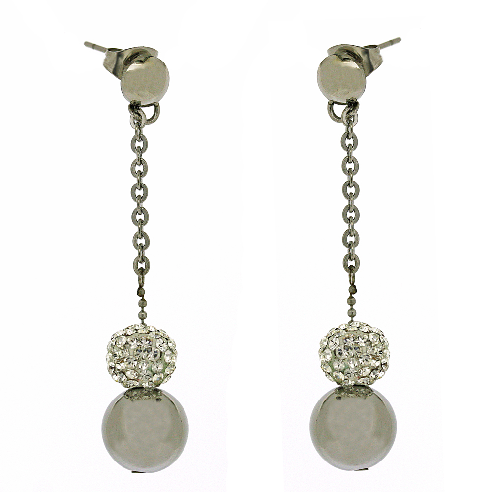 Nova Steel Double Ball Earrings