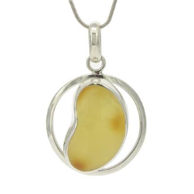 Pure Amber Framed Bean Pendant 