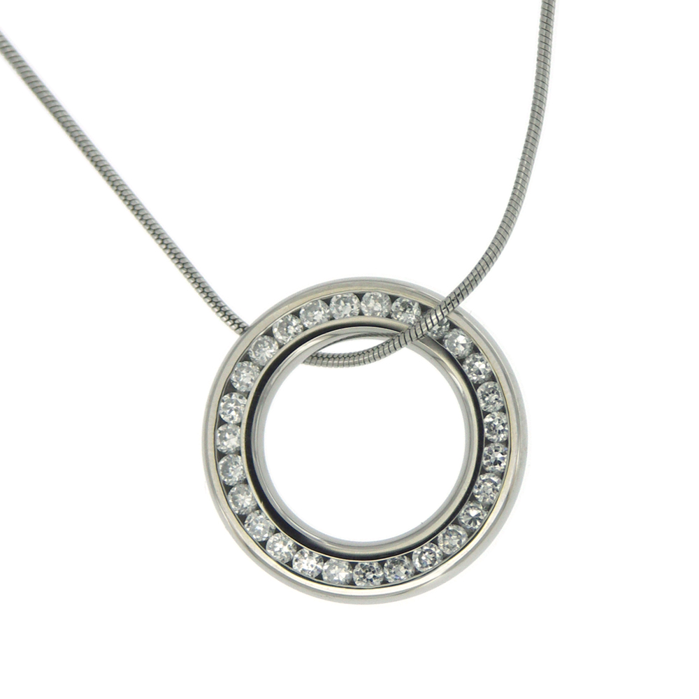 Nova Steel Round CZ Pendant