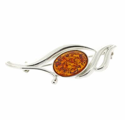 Classic Amber Leaf Brooch