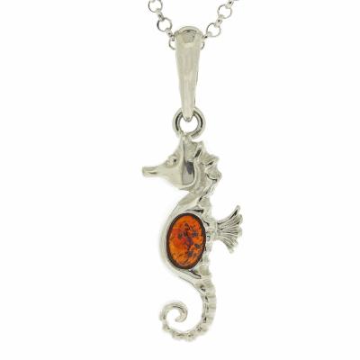 Classic Amber Seahorse Pendant