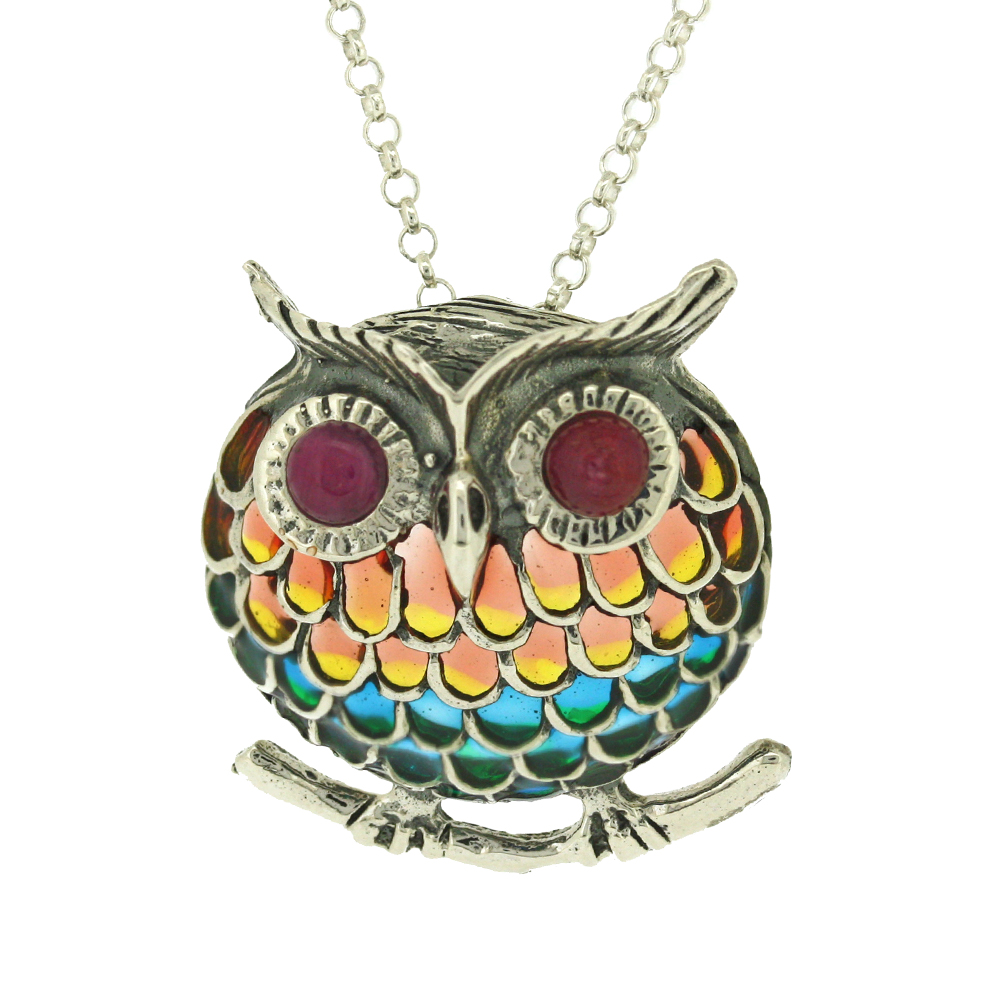 Enamels Wise Owl Pendant