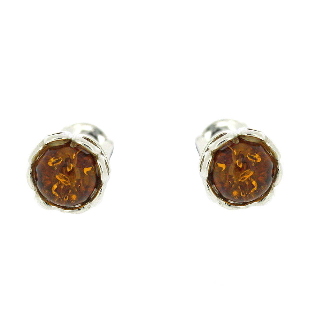 Classic Amber Round Wave Studs