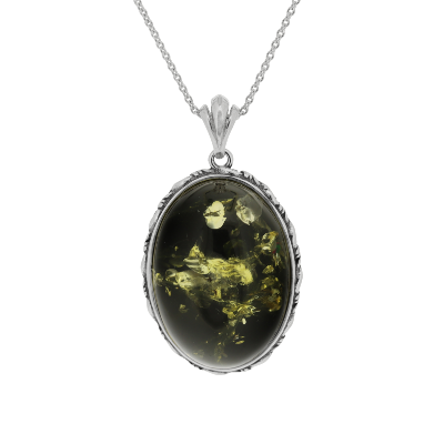 Classic Green Amber Victoriana Pendant