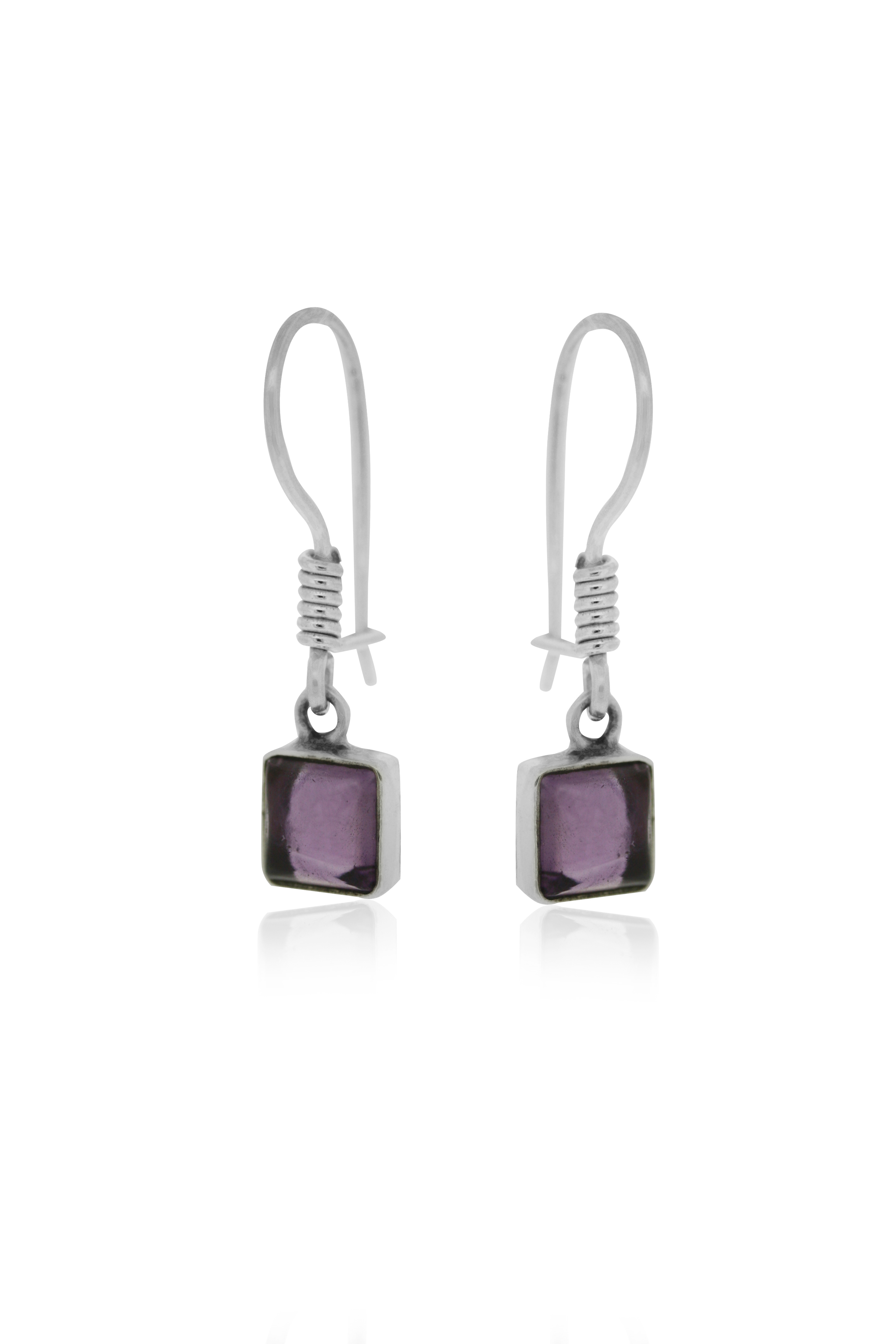 Small Square Drop Stone Earrings