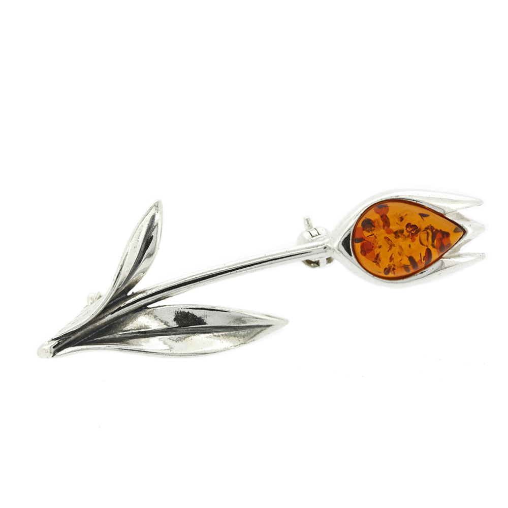 Classic Amber Tulip Brooch