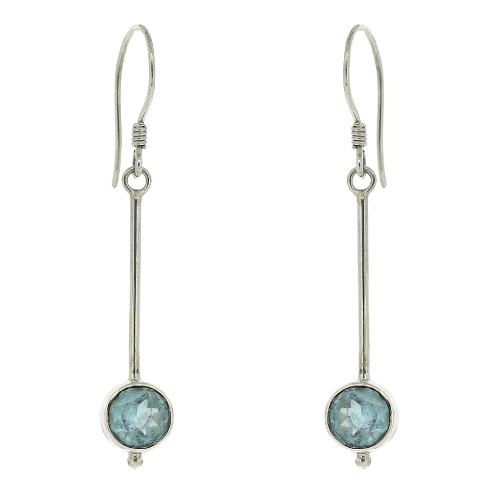 Round Stone Long Drop Earrings