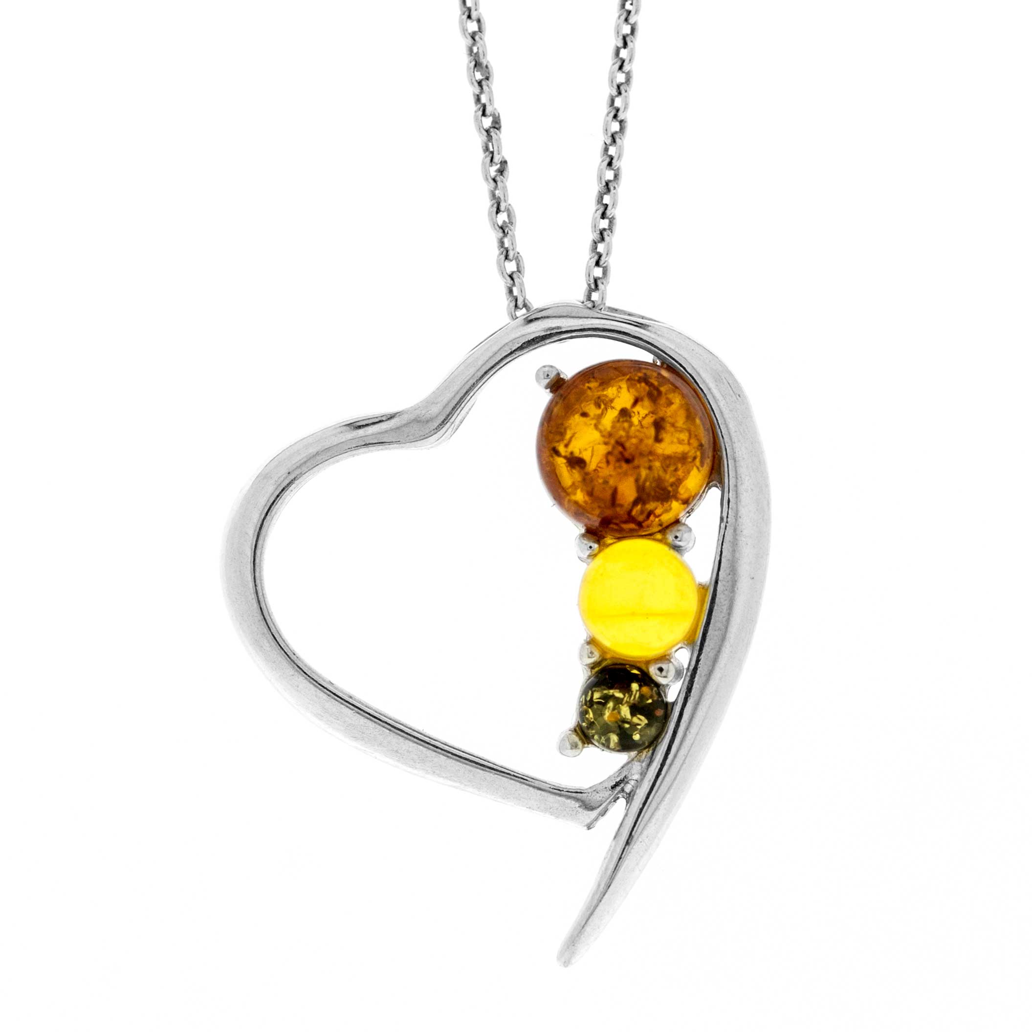 Classic Amber "Amour" Mixed Heart Pendant